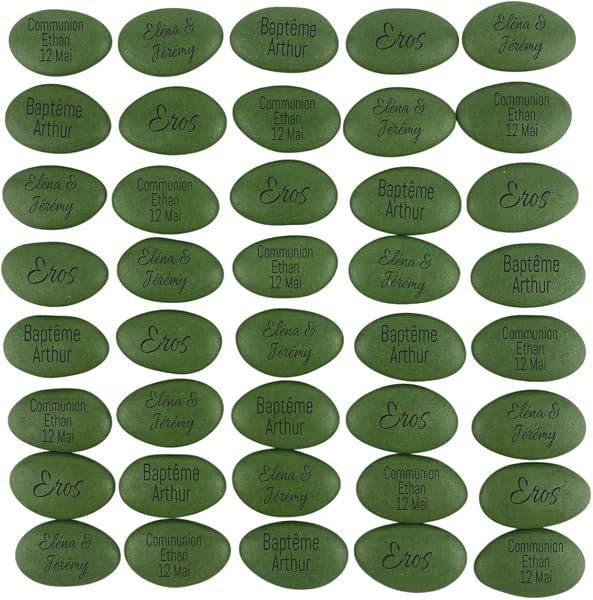 Dragées chocolat personnalisées avec votre texte 400g - Plus de 20 coloris au choix - pas cher - environ 150 dragées 71% de cacao - Fabrication artisanale en France (Blanc) - 5