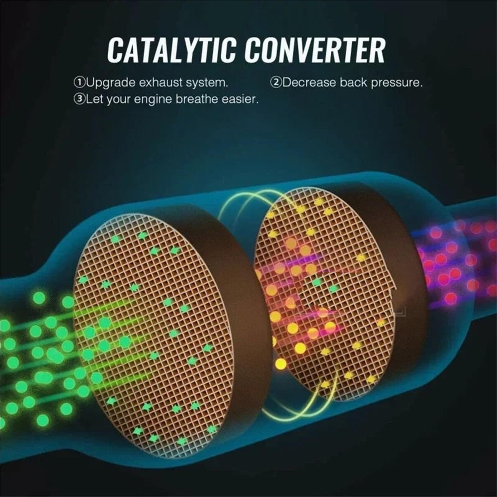 Catalizzatore Convertitore catalitico universale da 2'', 2,25'', 2,5'', 3" con sensore di ossigeno, catalizzatore per marmitta ad alto flusso da 400 celle Scarico Catalizzatore Catalitico(2.25 inch)