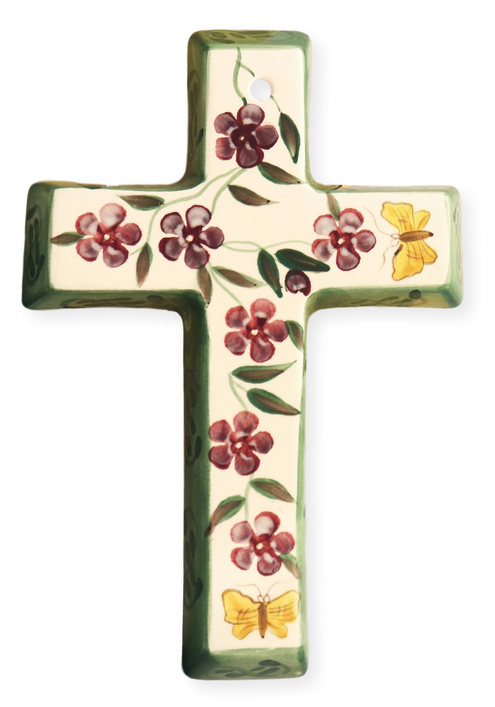 Precious Home Collection, Butterflies with Flowers Decoration Cross, 9-3/16" H x 6-1/8" W, 80948