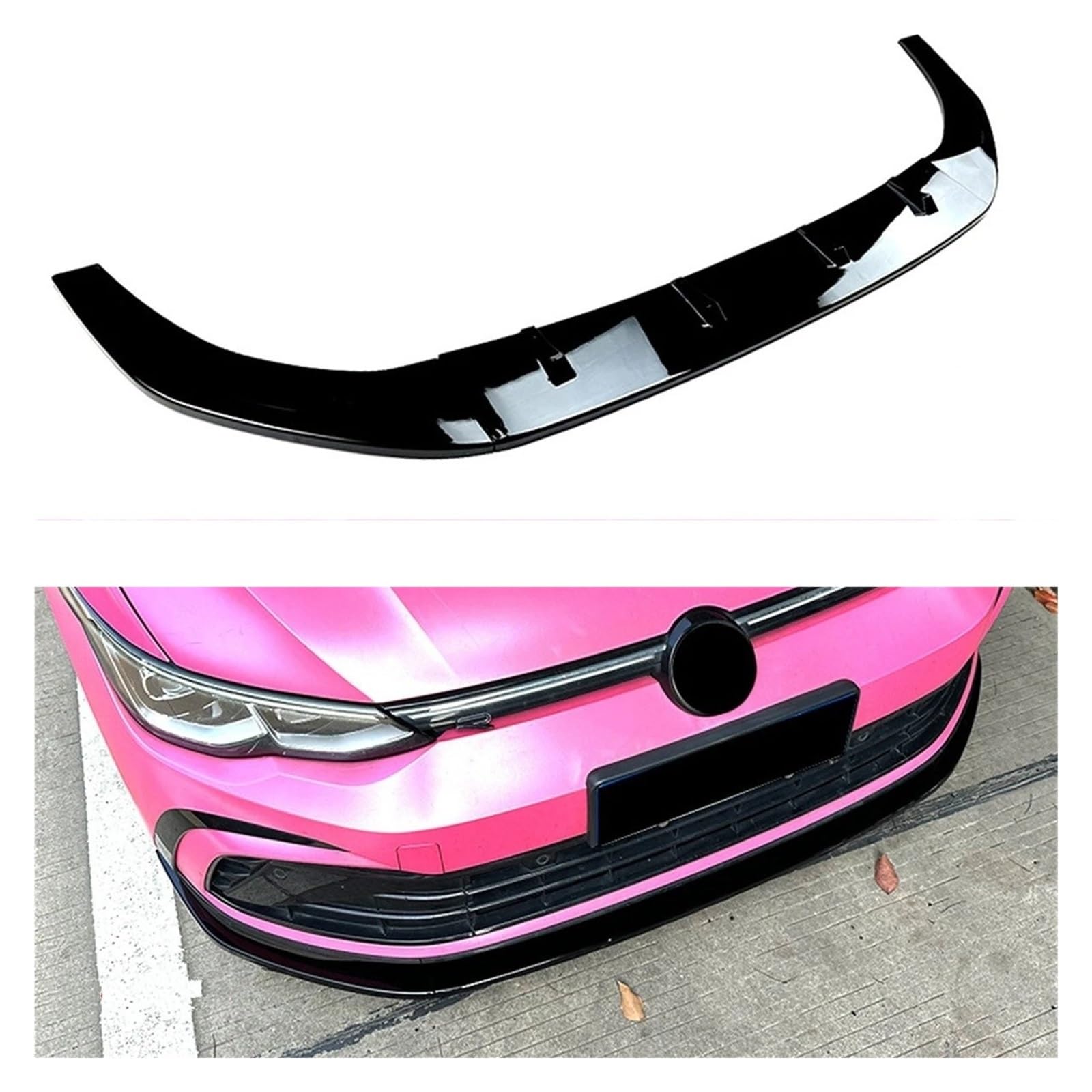 Frontlippe Spoiler Für VW Für Golf 8 Für MK8 Für GTI Für GTD Für GTE Frontstoßstangenlippe Spoiler Maxton Style Diffusor Splitter Kinnblenden(Glossy Black)
