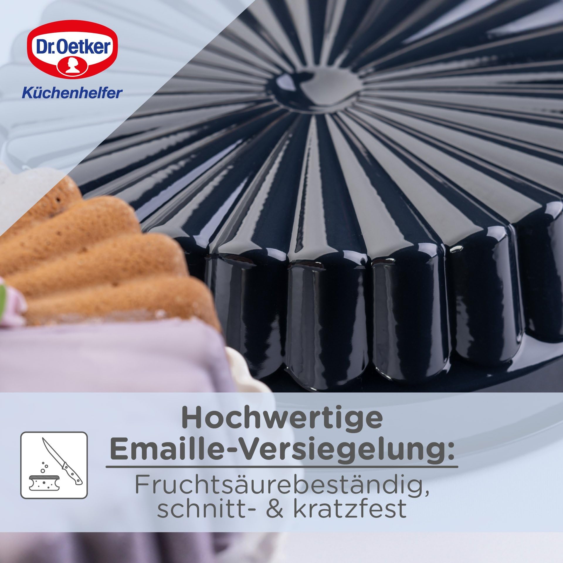 Dr. Oetker Forma do pieczenia Charlotten Back-Liebe emalia Ø 28 cm – wysokiej jakości emaliowana powłoka, odporna na przecięcia i zarysowania, oceaniczna, nadaje się do mycia w zmywarce, forma do
