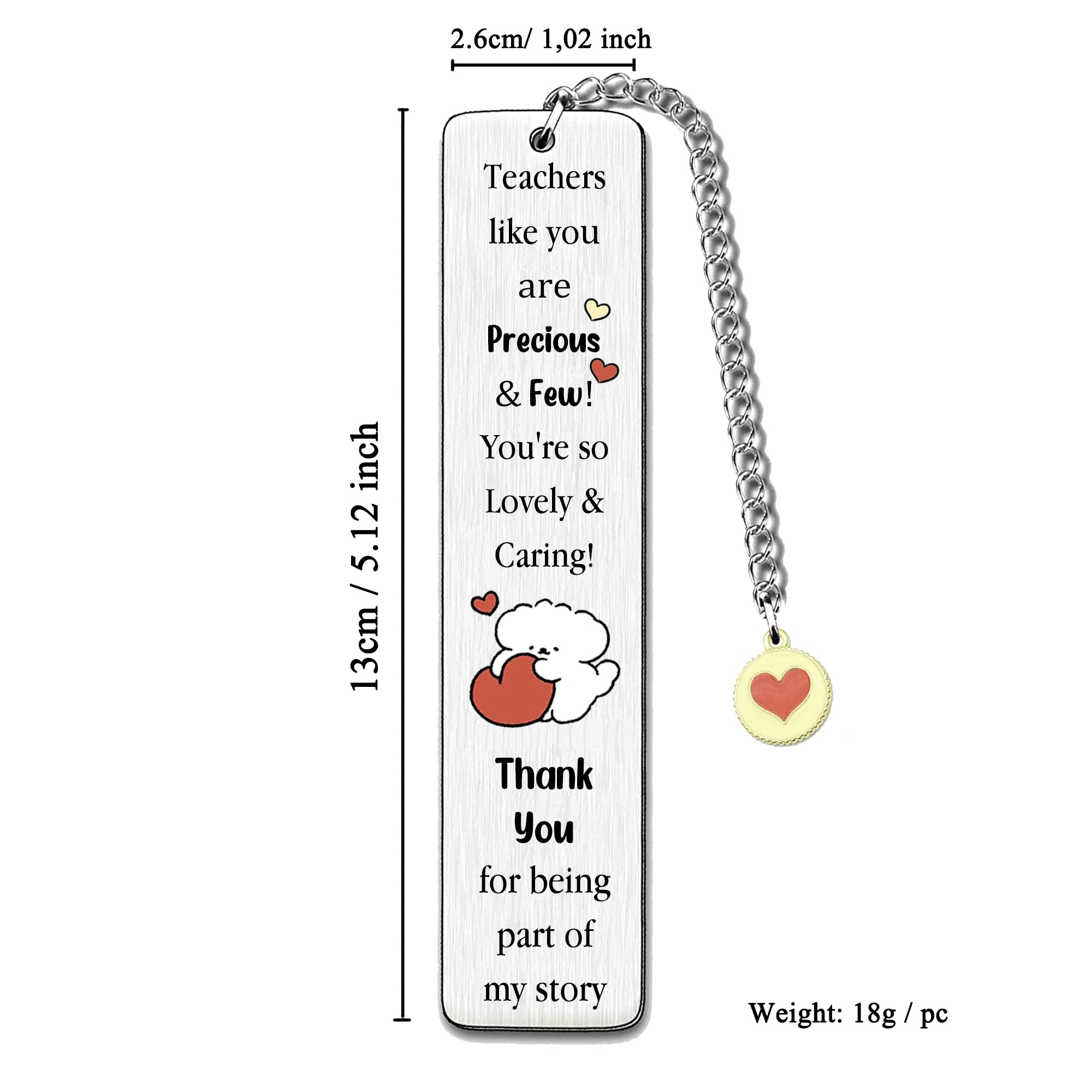 Teacher Bookmark Appreciation Teachers Day Gifts Graduation Thank You Tutor Bookmarkers Personalised Retirement Christmas Keepsakes Cute Heart for Women Men Teachers Like You are Precious and Few - Image 3