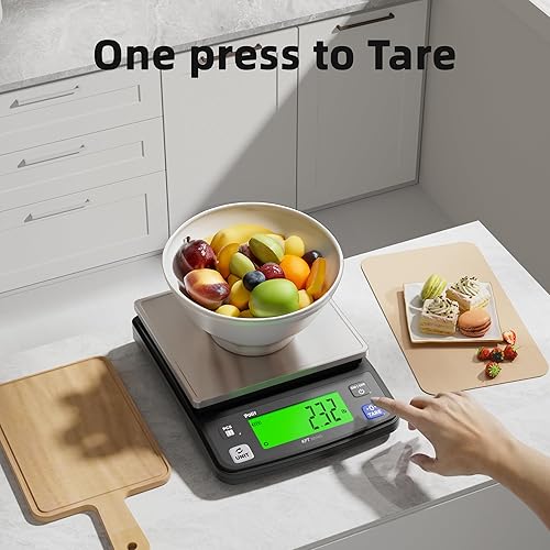 Miniatura 5 de Polit Báscula digital de cocina KPT de 13 libras13.2 lbs0.5 g0.02 oz báscula de precisión para alimentos con pantalla LCD, parte superior de acero