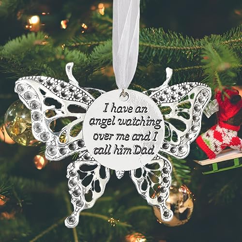 Miniatura 2 de Adornos de Navidad, dije de mariposa, adornos de Navidad de mariposa para árbol de Navidad, en memoria de un ser querido, adornos conmemorativos