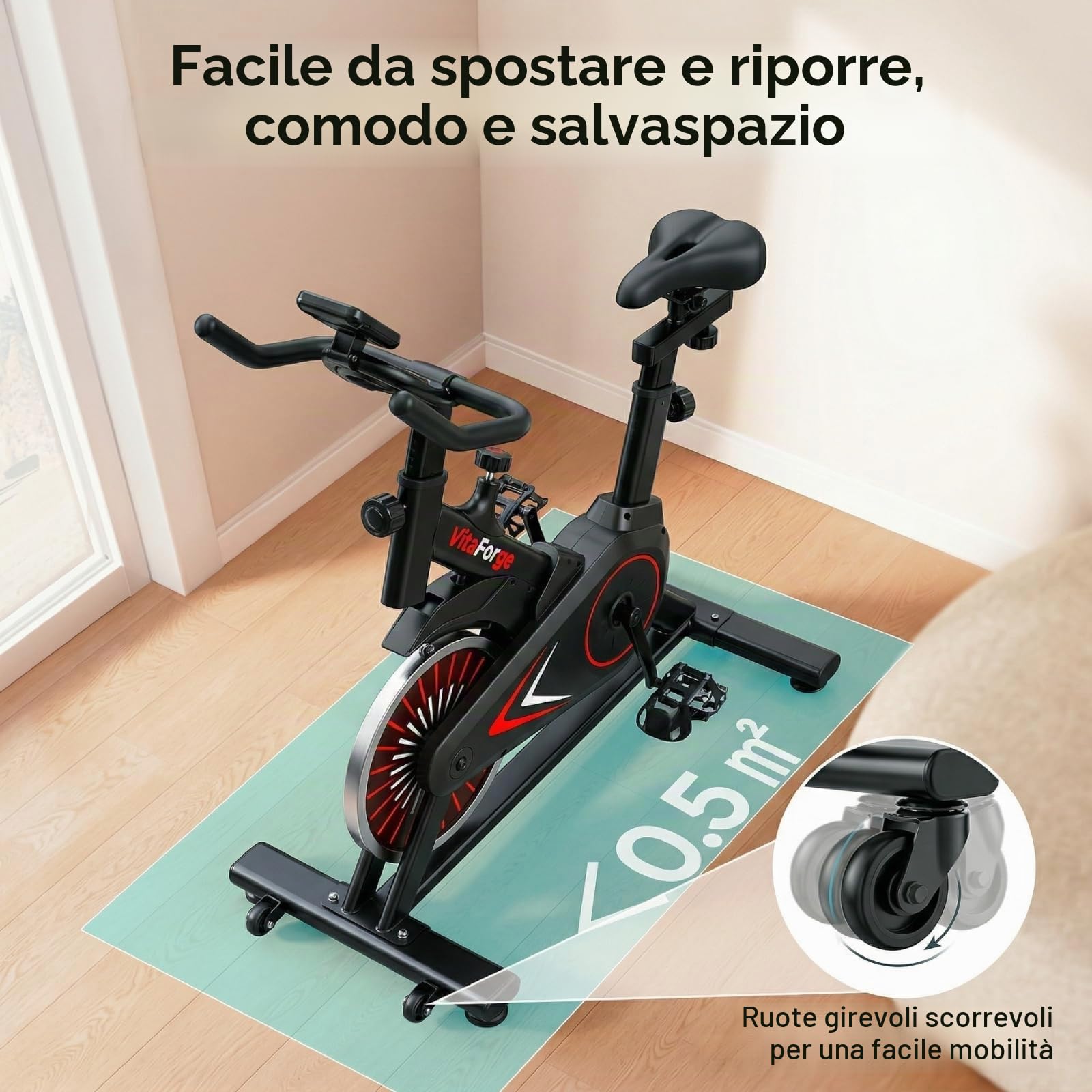 Cyclette, cyclette silenziosa per interni, per casa, con resistenza magnetica regolabile e regolazione in altezza