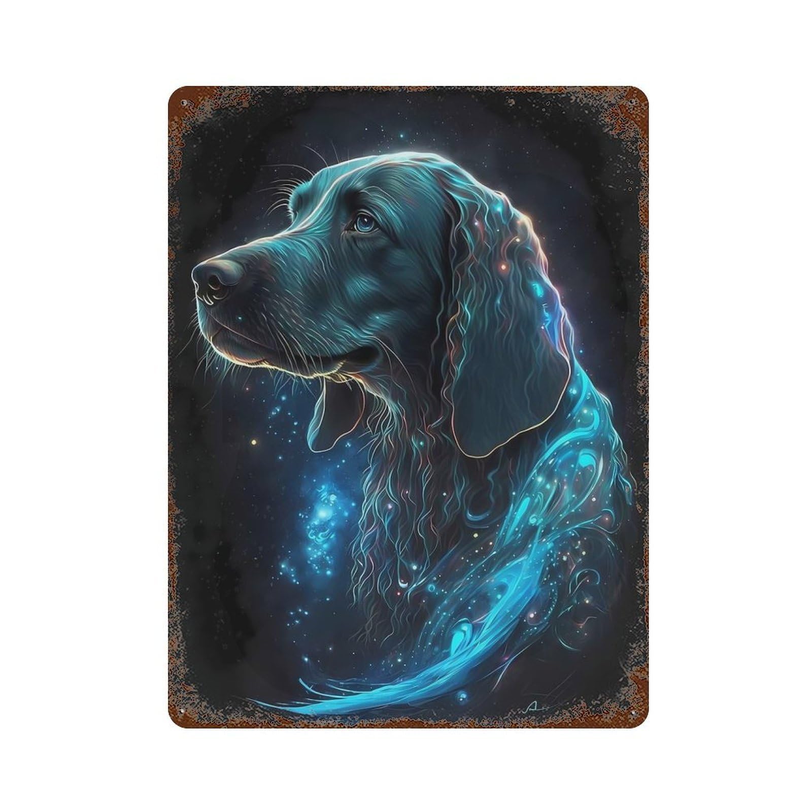 Rust Effect Dachshund Dog Rusty Metal Tin Sign 15.7"x11.8", Old School Wall Decor for Farmhouse, Kitchen And Entryway Decor