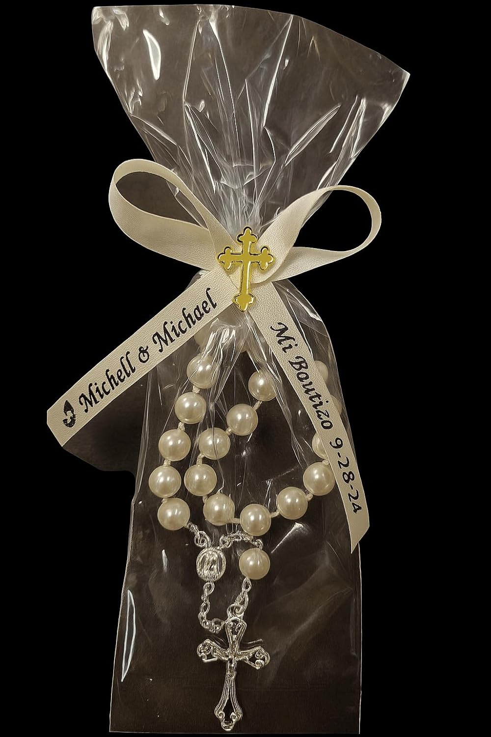 25 Personalized Ribbons Assesmbled Bows Bridal Shower Favor Party Favors Custom Wedding Ribbon Bridesmaid Memorial Ribbons Funeral Baby Invitations Mis XV años Quinceanera (White)