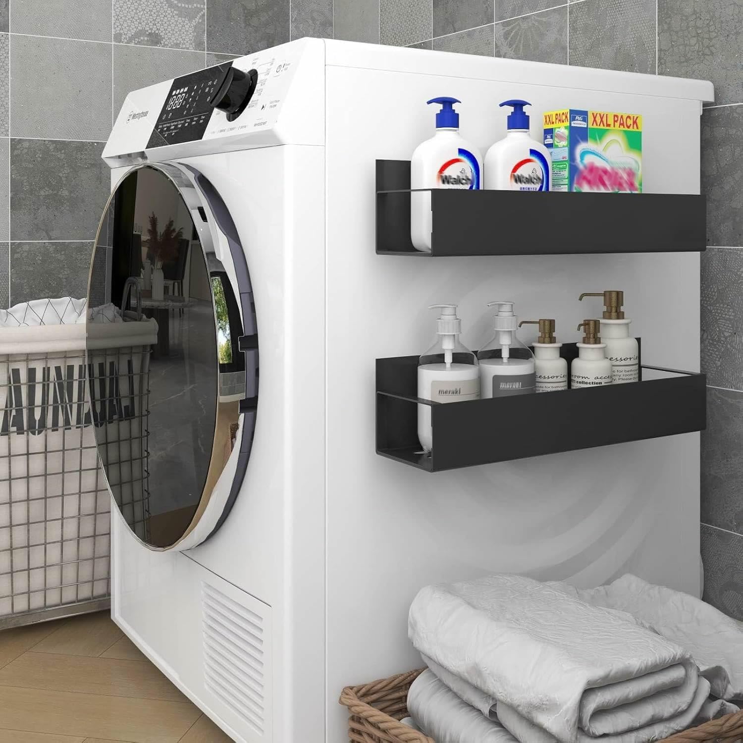 2 Pack Magnetic Spice Storage Rack Organizer for Refrigerator and Oven, Moveable Magnetic Spice Organizer, Black Metal Strong Magnetic Shelf for Fridge and Microwave Oven - Image 4