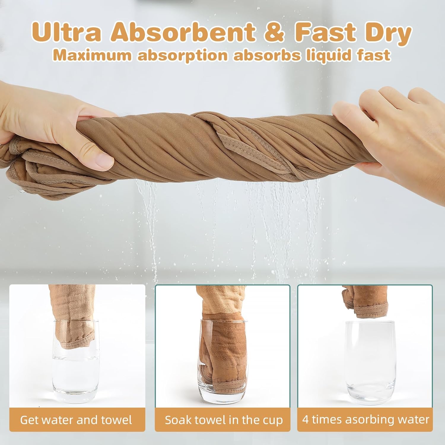 Hooded Baby Bath Towels for Newborn, 2 Pack - 6-Layer 100% Muslin Cotton, Soft Absorbent Hooded Towel with Hood for Babies, Infants & Toddlers, Large 32x32 Inch Unisex Newborn Baby Bath Essentials - Image 6