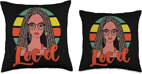 Miniatura 3 de Locs Afro Dreadlocks Love Natural Beauty Hair Its the Locs for Me-Afro Hair Black American African Girl Throw Pillow 16x16 Multicolor