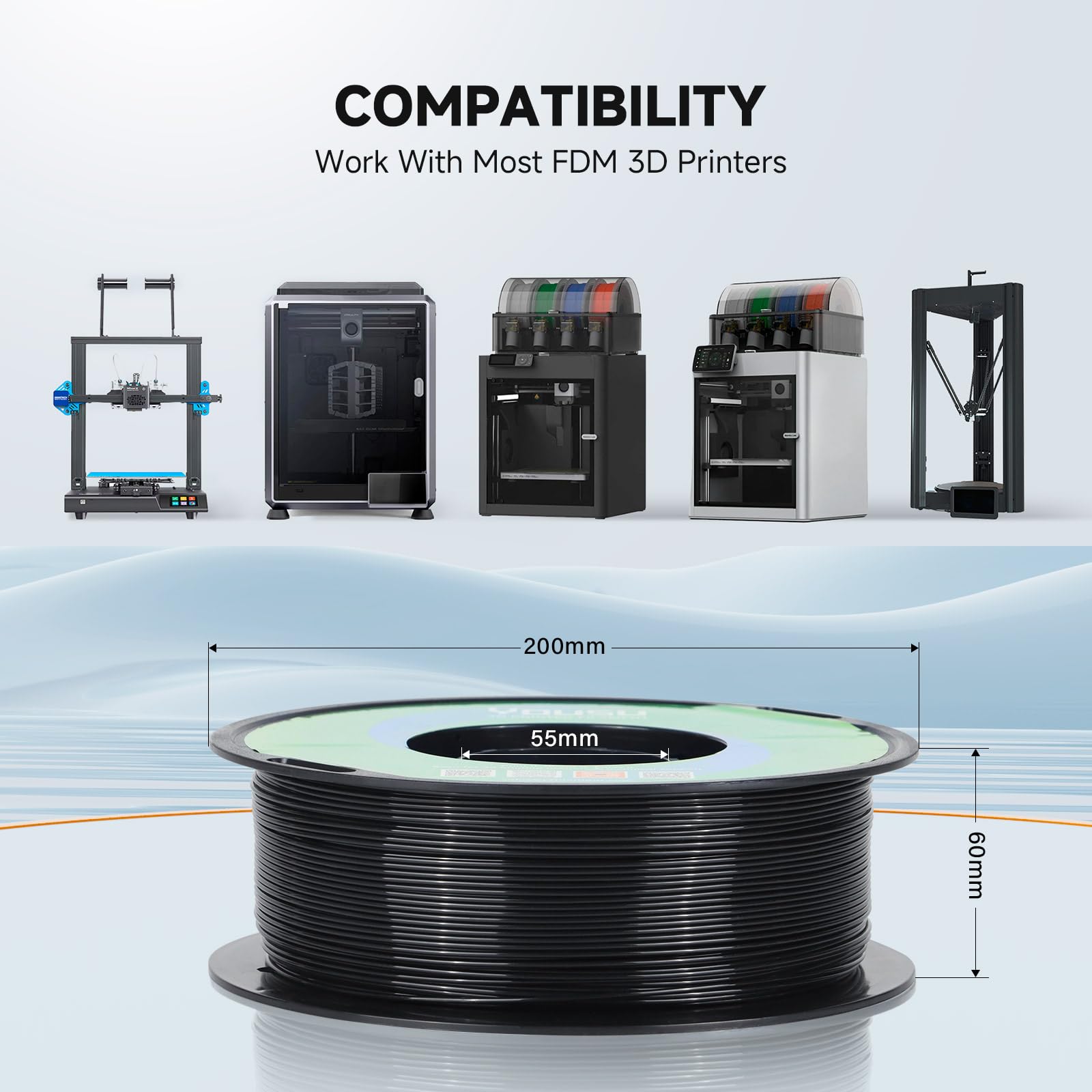 YOUSU Black PETG Filament - 1kg for 3D Printing -6 YOUSU Black PETG Filament - 1kg for 3D Printing -6