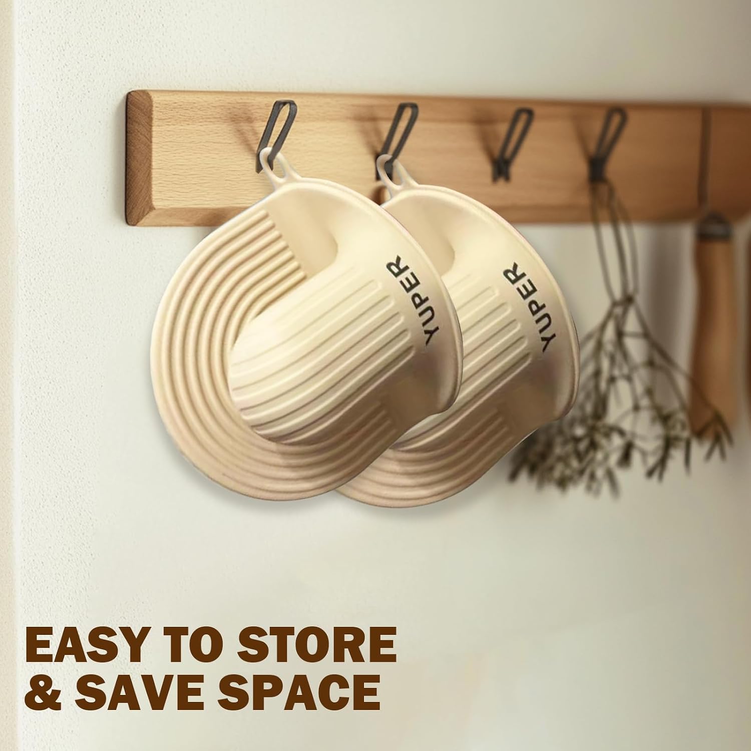 YUPER Silicone Oven Mitts, 2Pcs, Beige
