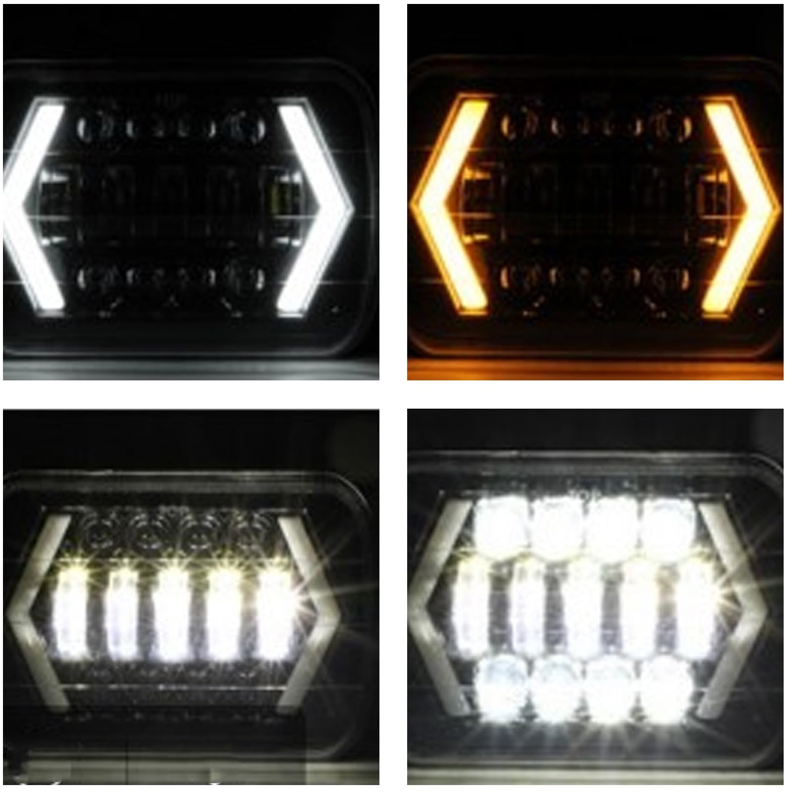 Akozon Faros Delanteros Faros Delanteros de Automóviles Carcasa Frontal de Aluminio Lámpara Frontal Cuadrada 300 W 7 pulgadas LED