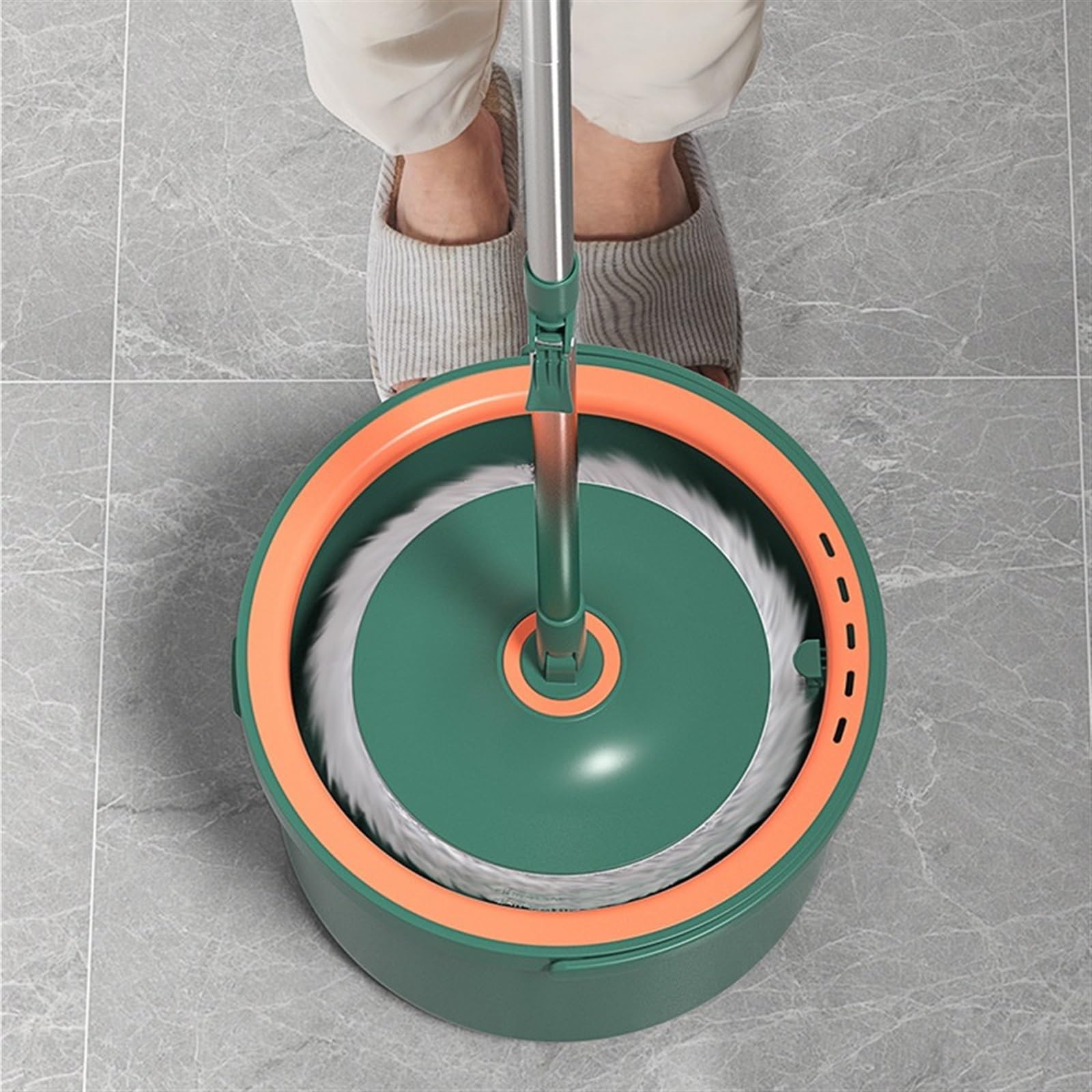 Fregona Cubo De Prensa Giratorio For El Hogar, Paño De Fregona Absorbente De Agua, Juego De Fregona Plana Húmeda Y Seca, No Se Lava A Mano