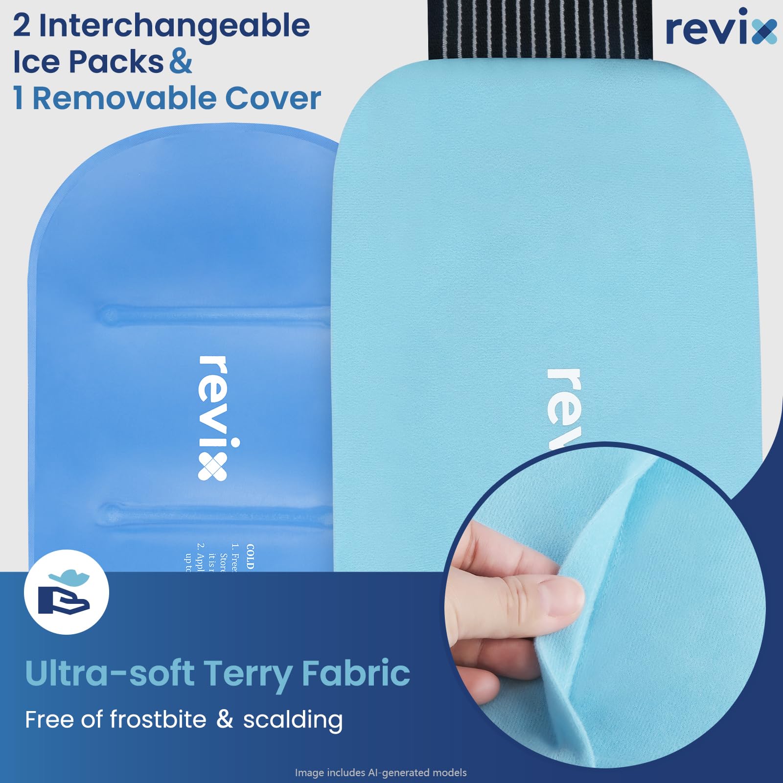 REVIX Ghiaccio in gel riutilizzabile, 35,6 x 17,8 cm, confezione da 2 pezzi, flessibile, con cinghia per schiena, spalle, fianchi, cosce, extra large per il recupero quotidiano e sollievo dal