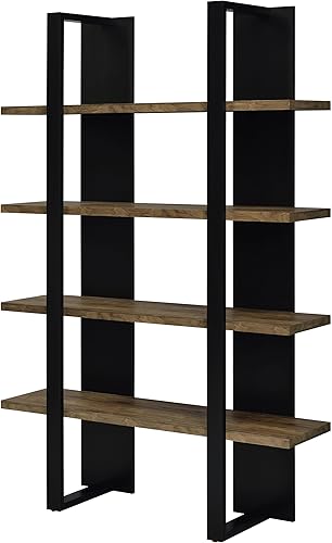 Miniatura 5 de Coaster Danbrook - Estantería de madera con 4 estantes de longitud completa, color negro y nogal envejecido