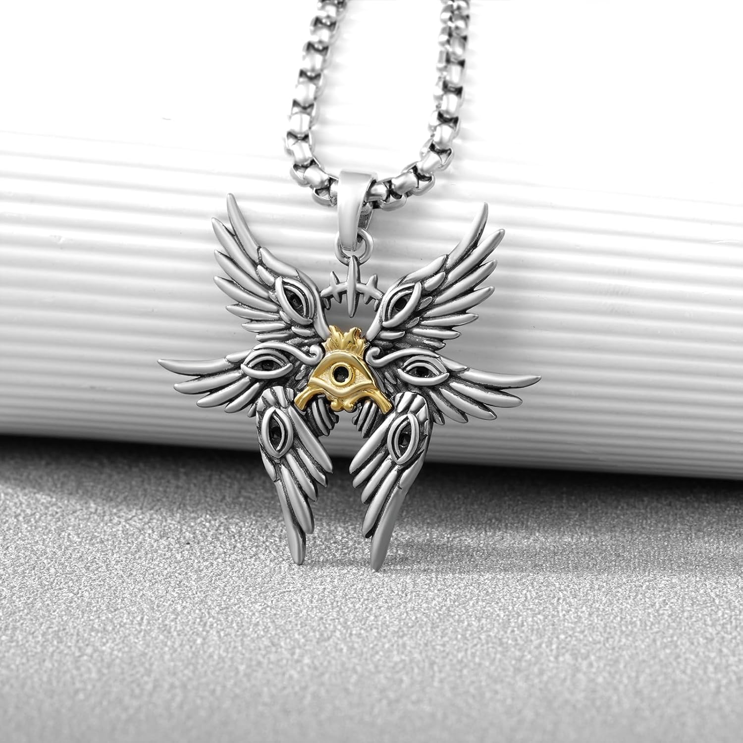 Biblically Accurate Angel Necklace 925 Sterling Silver/Black Angel Wings Necklace Seraphim Jewelry Gifts for Women Men - Image 2