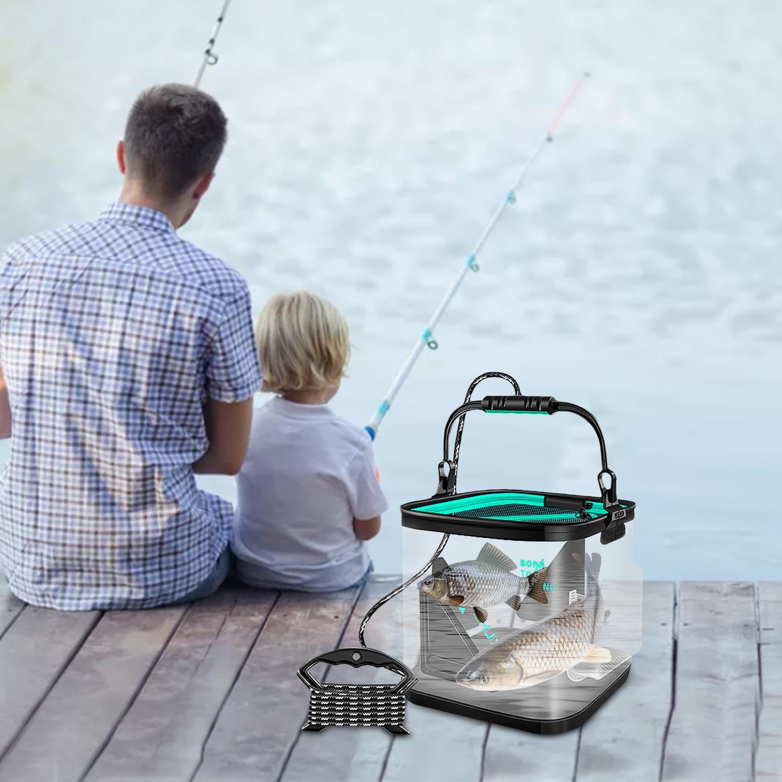 Secchio Pieghevole Da Pesca - 8L O 13L, Materiale EVA, Per Esche Vive E Campeggio - Foto 6