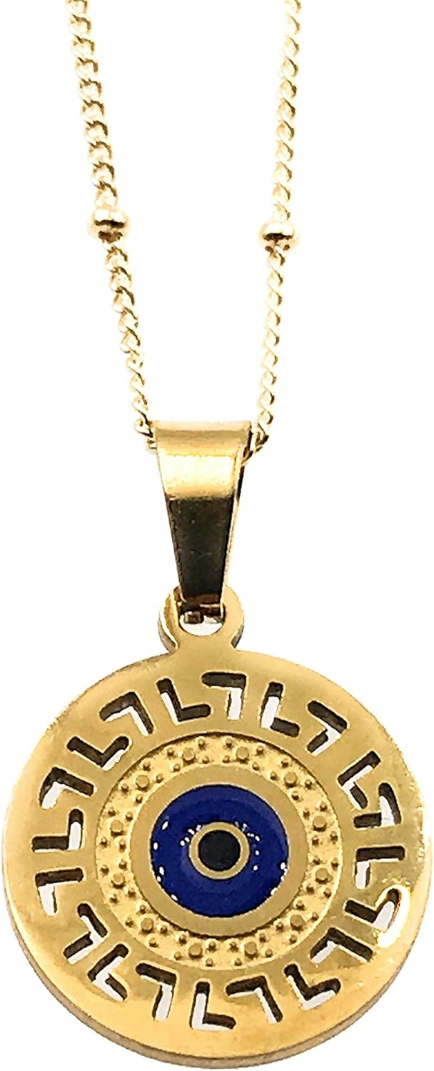 Art & Designs by AA Evil Eye Necklace 18K Gold Plated Stainless Steel Pendant