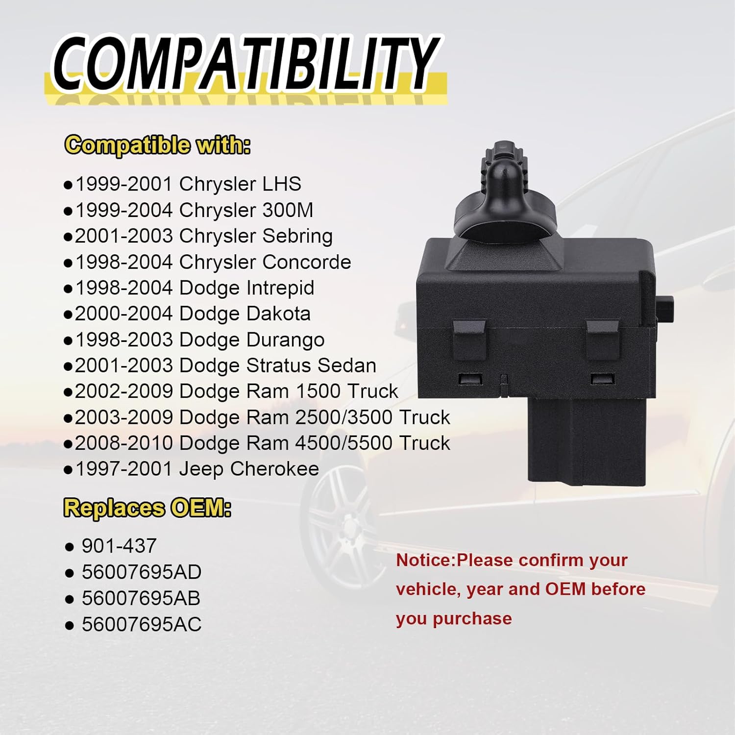 Vurkcy Passenger Side Window Switch Control Button 56007695AC Compatible with 2002-2009 Dodge Ram/Durango/Dakota/Intrepid/Stratus, Jeep Cherokee, Chrysler 300M, Replace OEM 56007695AB