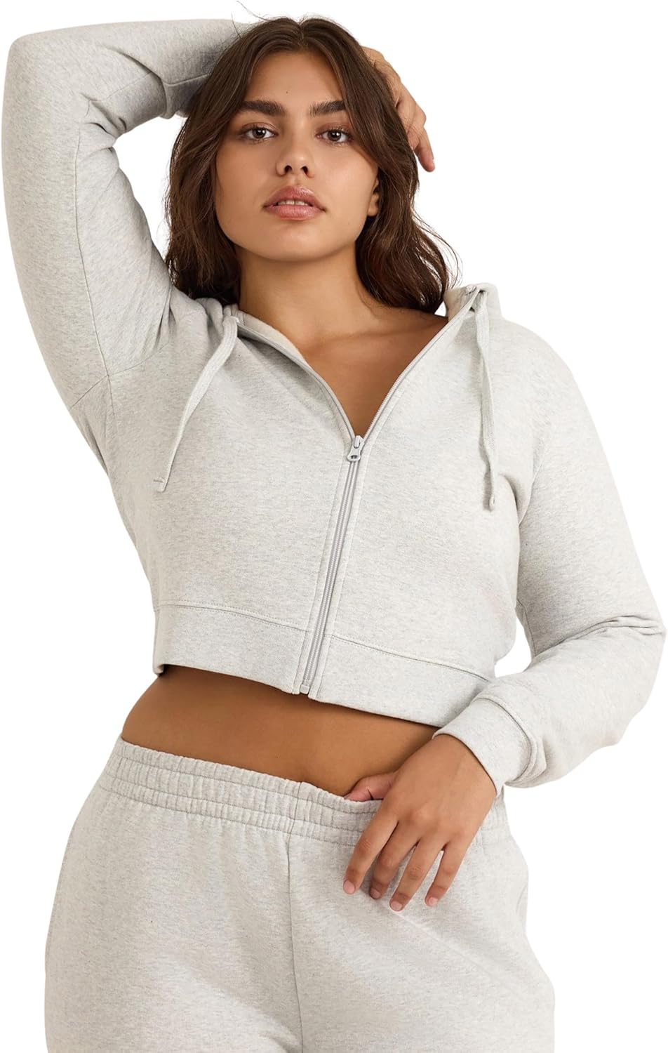 Organic Basics womens Weekend Crop Zip Hoodie - Image 3