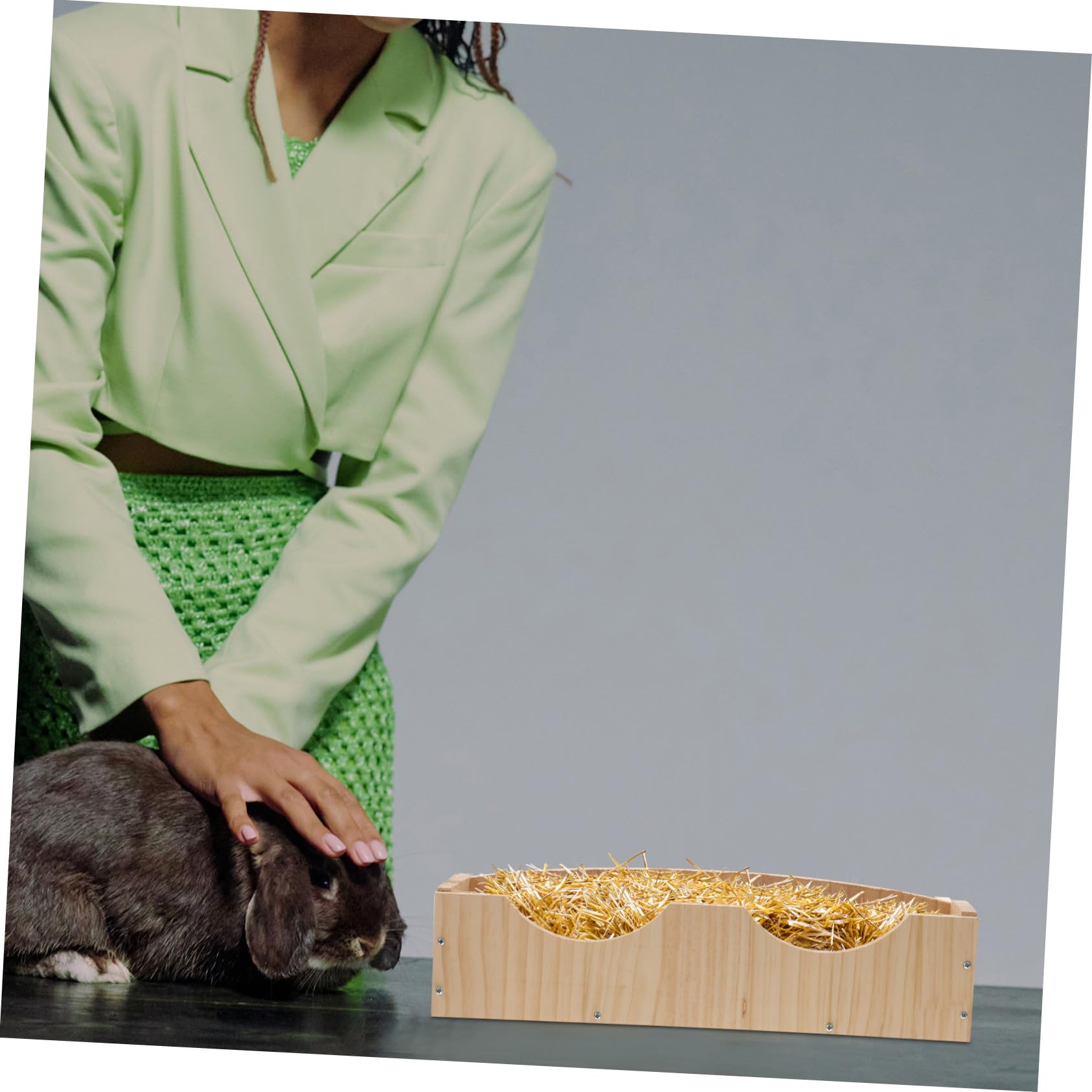 Hasengestell mit Aufbewahrungsnut und Holzfutter Großer Futternapf zum Aufhängen mit Fixator für Kaninchen und Hamster Einfach zu Verwenden