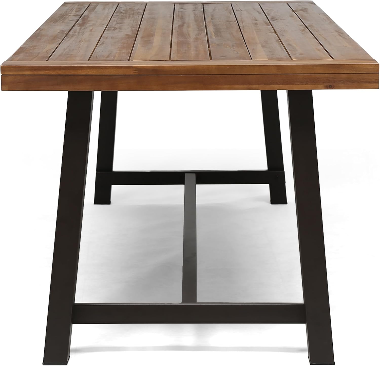 8-Person Acacia Wood Dining Table Set for Outdoor & Indoor Use - 79" Rustic Farmhouse Patio Table with Metal Frame, All-Weather Solid Wood Dinner Table for Garden, Kitchen, Balcony