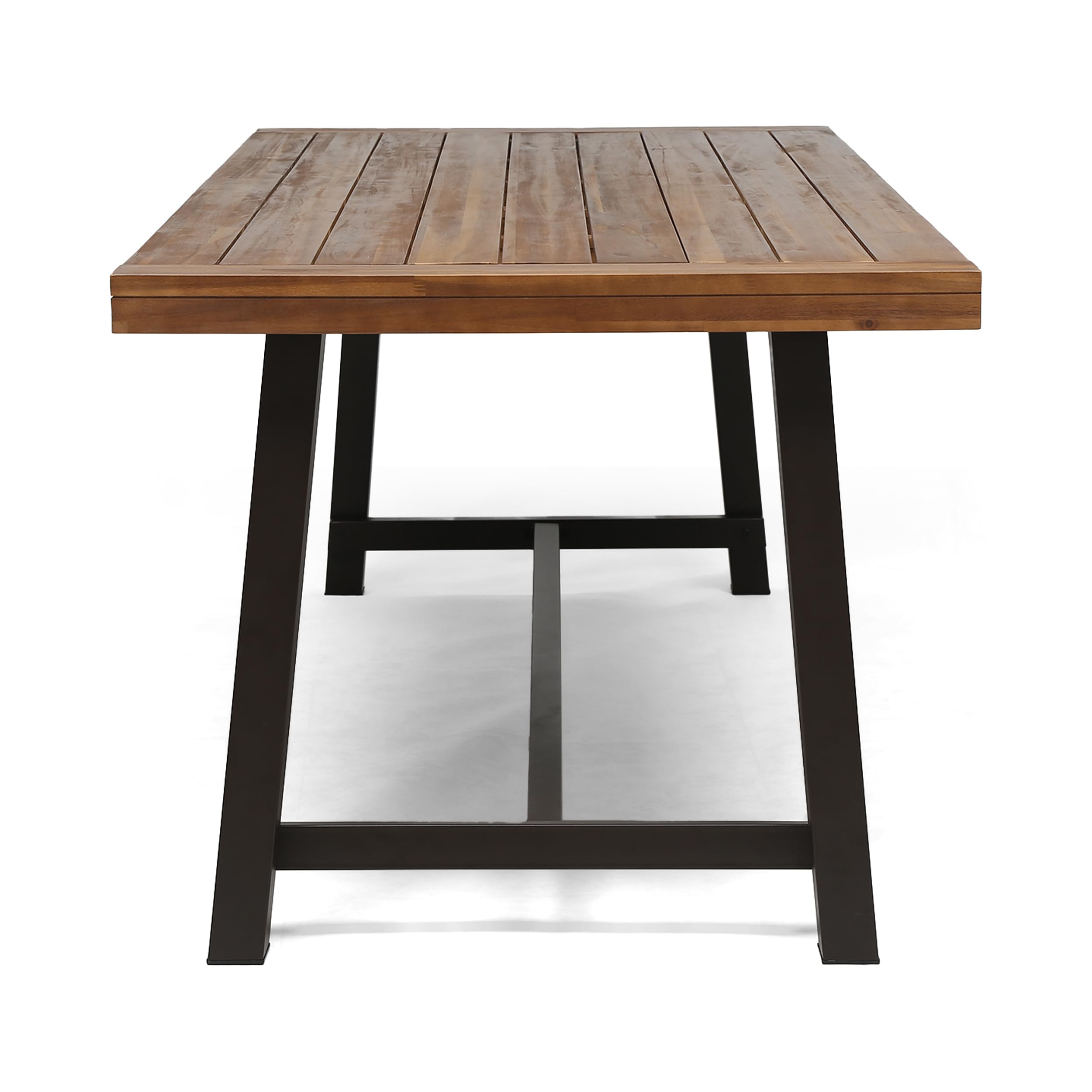 Mesa de comedor al aire libre para 8 personas, rectangular resistente a la intemperie, muebles de patio para patio, jardín y salón, teca 4