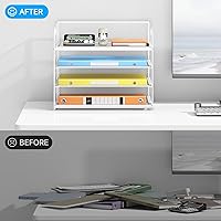 Vista 35 de 5 Tray Paper Organizer Letter Tray with Handle - Mesh Desk File Organizer, Paper Sorter Organizer for Office, Home or School File Folder Holder