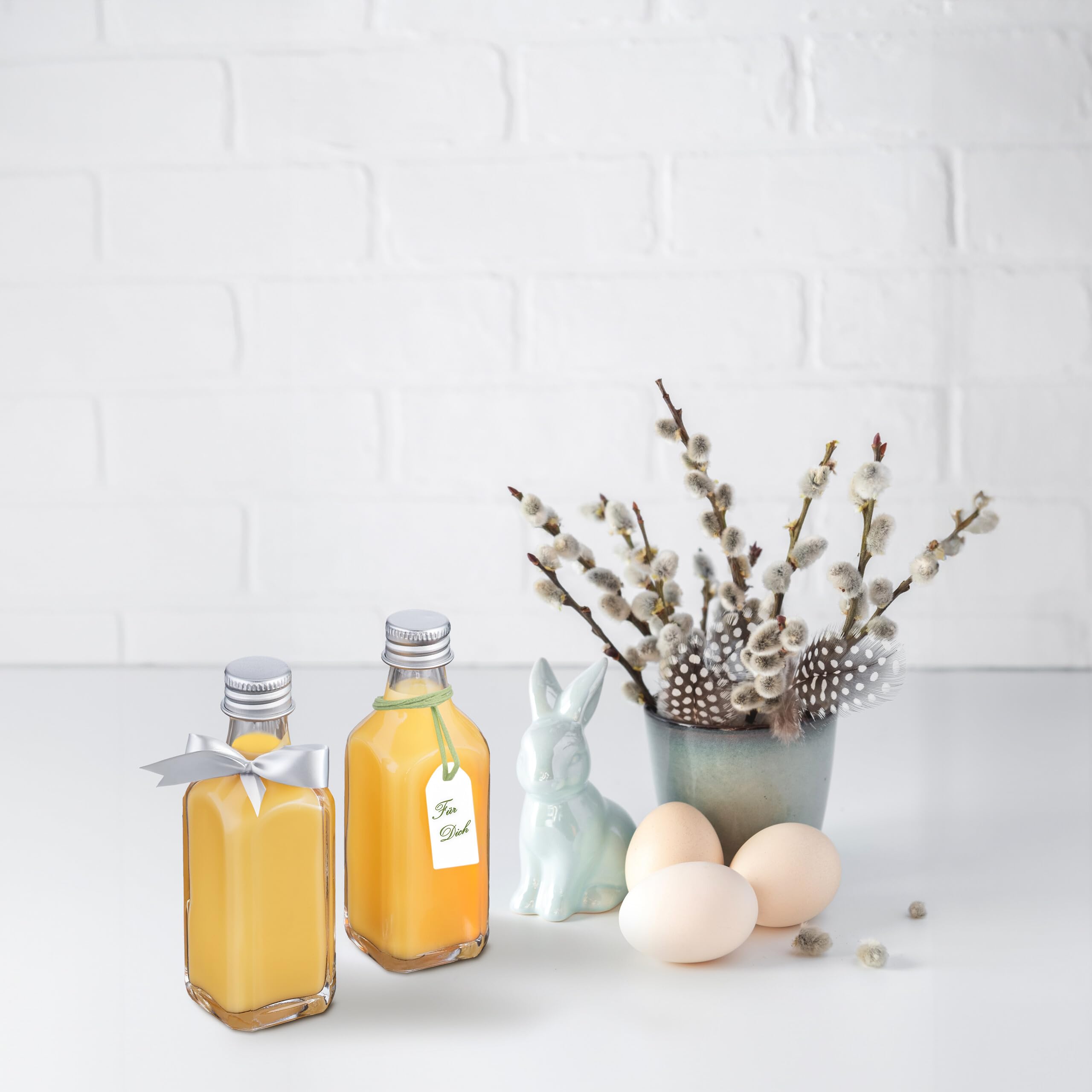 Relaxdays Małe butelki, zestaw 30 sztuk, 50 ml, szklane butelki do napełniania, zakrętki i korki, przezroczyste/srebrne
