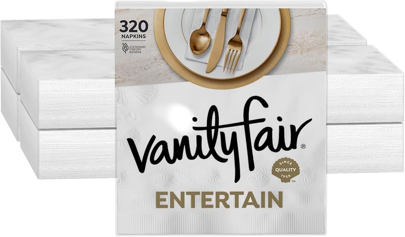 Servilletas de papel Vanity Fair Entertain, 40 unidades (paquete de 8), servilletas desechables hechas para entretenimiento y eventos