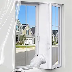 Vedação de janela, acessórios de tecido portátil de ar condicionado e secador, um selo de janela universal de dois tubos para cada unidade de ar condicionado portátil 300 cm (111 pol.), 400 cm (158