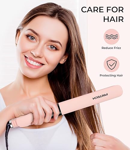 Miniatura 3 de PRITECH Plancha plana para el cabello, plancha plana de titanio con temperatura ajustable (290F-450F), placa de 1 pulgada para todos los peinados,
