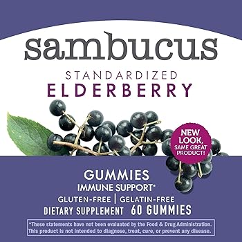 Nature's Way Sambucus Black Elderberry Gummies with Vitamin C and Zinc, 60 Gummies