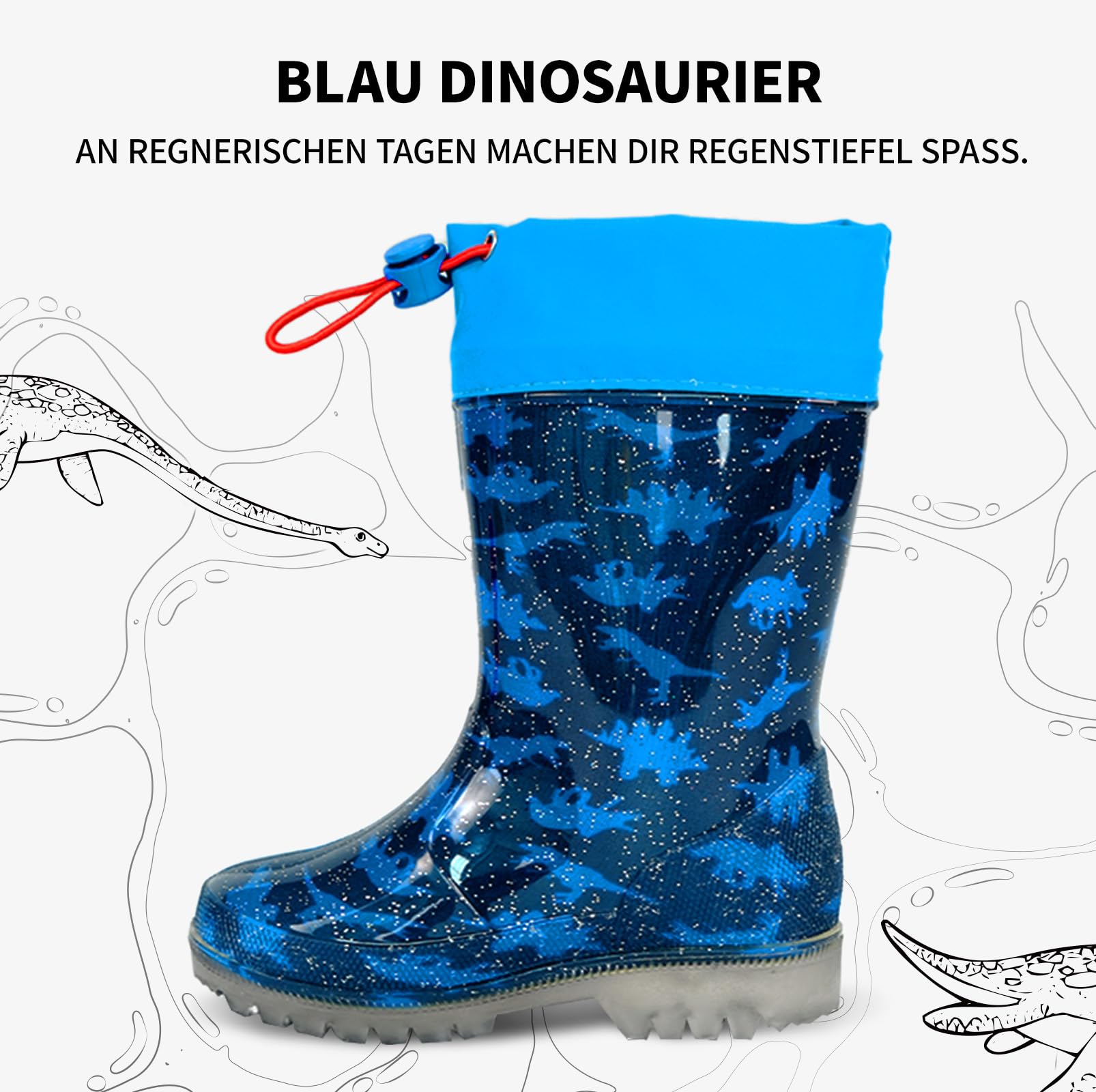 Gummistiefel Kinder, Regenstiefel Kinder, Gummistiefel Jungen, Kinder Gummistiefel mit Schnürzug, Wasserdicht, Anti-Rutsch Sohle