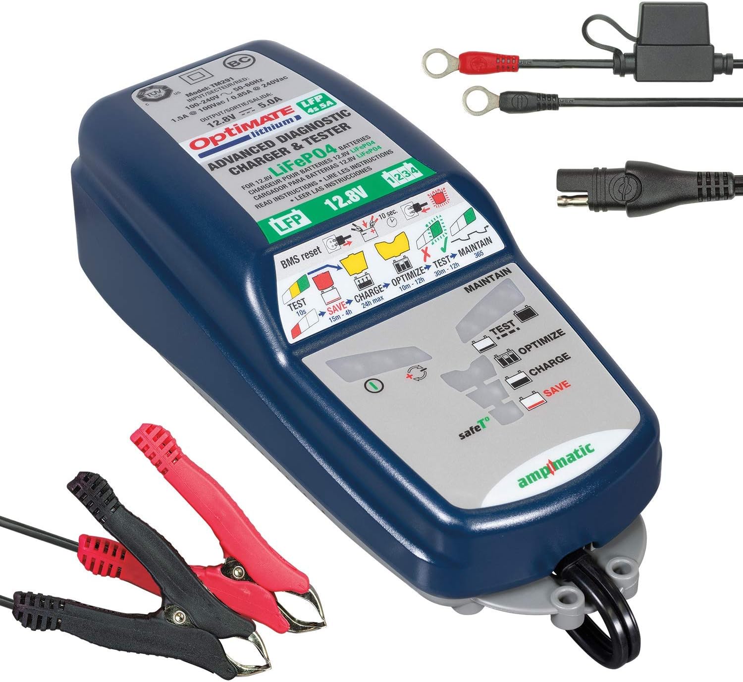 TecmateOptiMate TM-291 Lithium 4s 5A 10-step 12.8V Sealed Battery Saving Charger & Maintainer