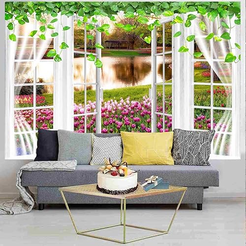 Vista 11 de Telón de fondo de campo de girasol, ventana, paisaje, granja, primavera, flores amarillas, cielo azul, fondo de poliéster de 5 x 3 pies para fotos