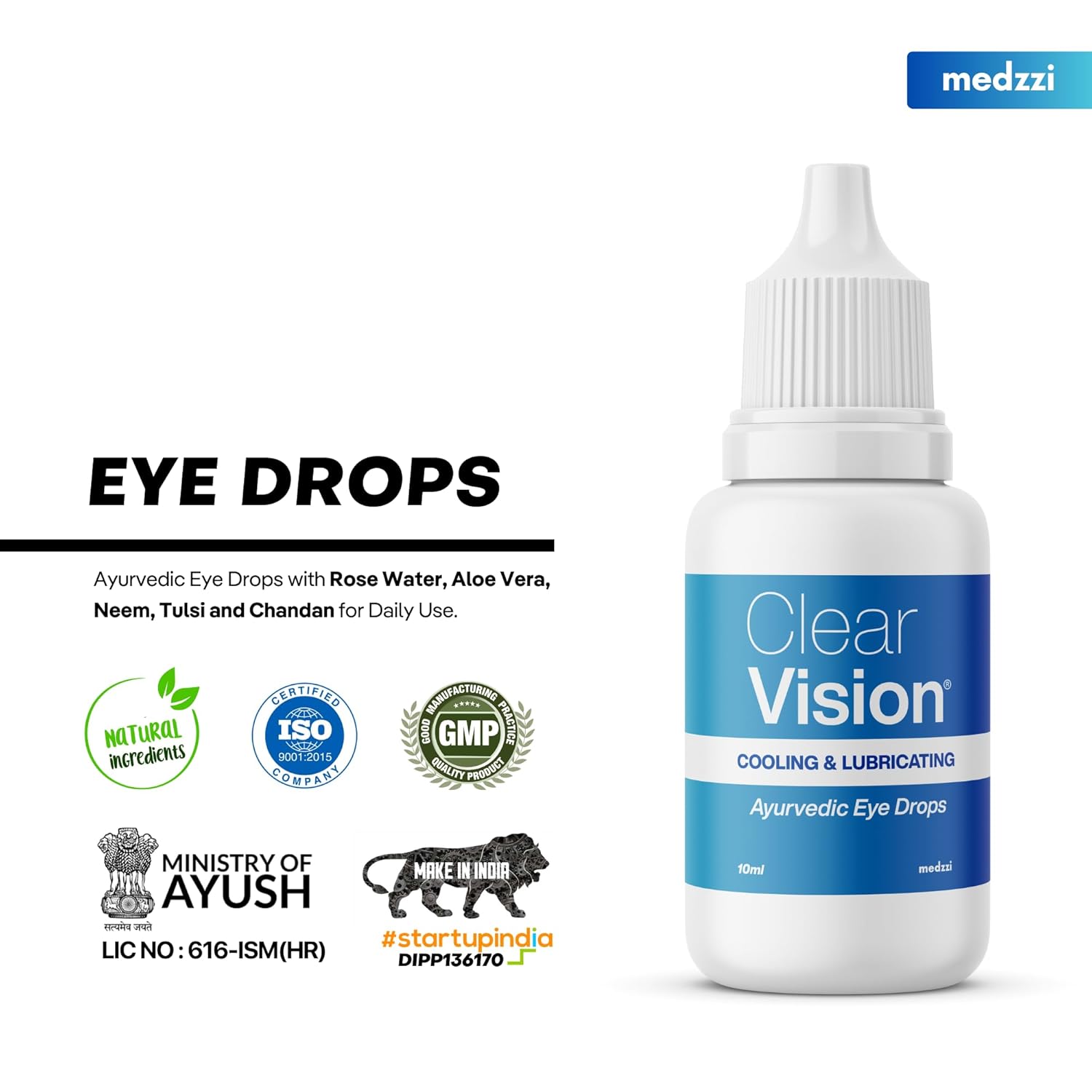 Madezi Clear Vision Eye Drop | Ayurvedic formula | Daily use aloe vera with eyes drops, rose water, honey, neem and basil. 10ml Madezi Clear Vision Eye Drop | Ayurvedic formula | Daily use aloe vera with eyes drops, rose water, honey, neem and basil. 10ml