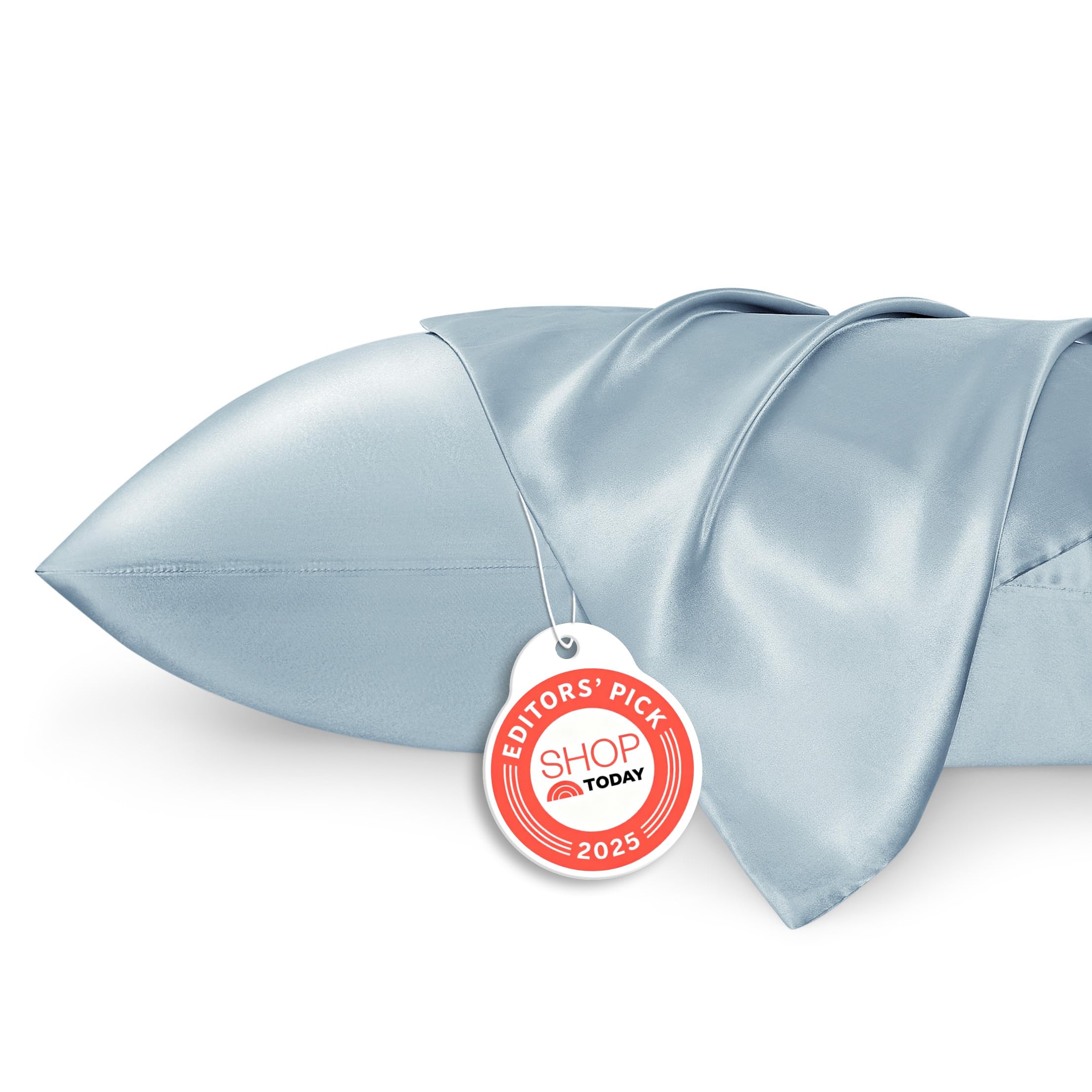 Bedsure Satin Pillowcases, Similar to Silk Pillow Cases Queen Size Set of 2, Stone Blue Pillow Case for Sleeping Women with Envelope Closure, Gifts for Women Men, 20x30 Inches, 2pcs