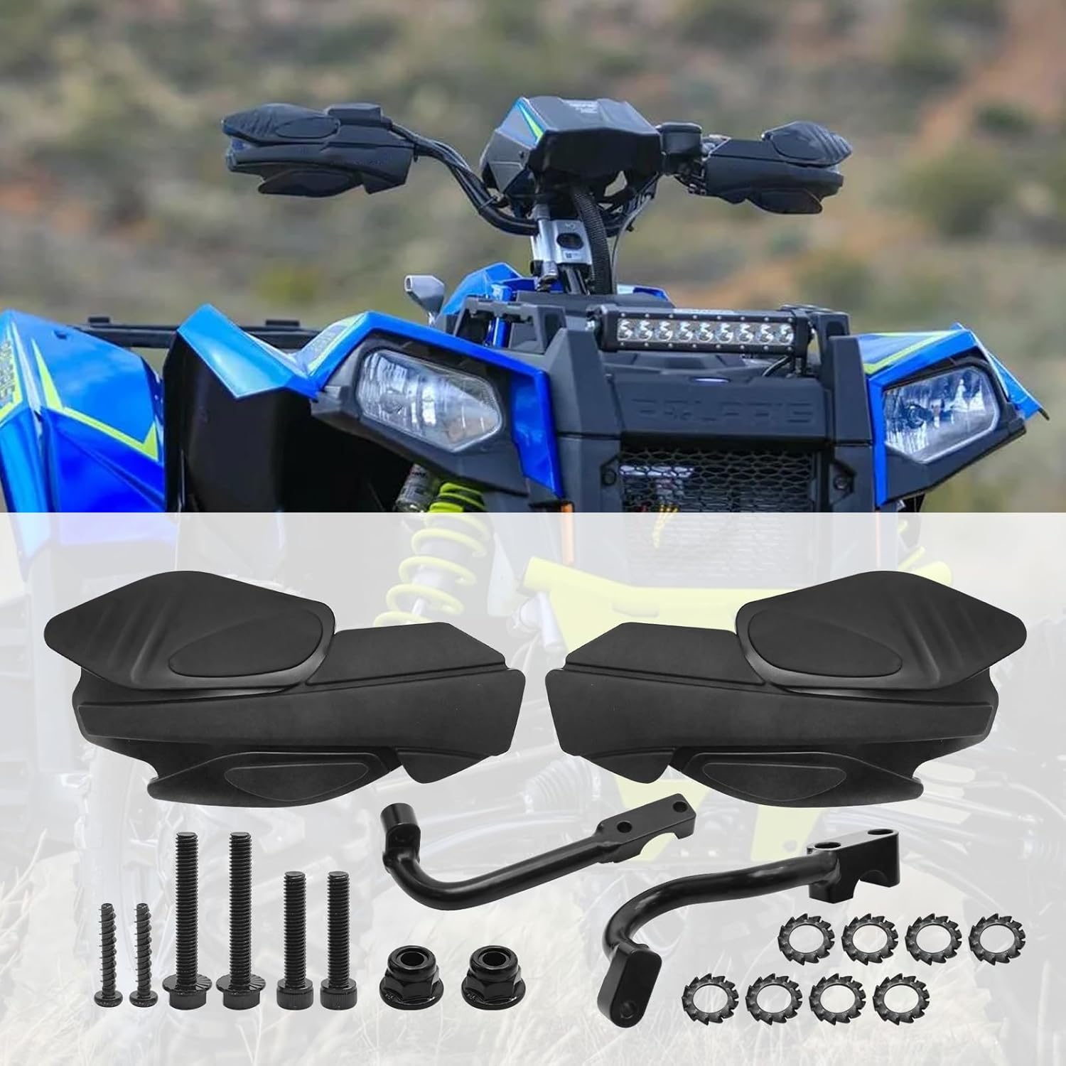 2Pcs Handguards with Mount Brackets Kit 2876846 Black Hand Brush/Wind Guard Replacement for Polaris Sportsman Scrambler 400/450/ 570/850/ XP 1000 2007-2024 Replace# 2879380