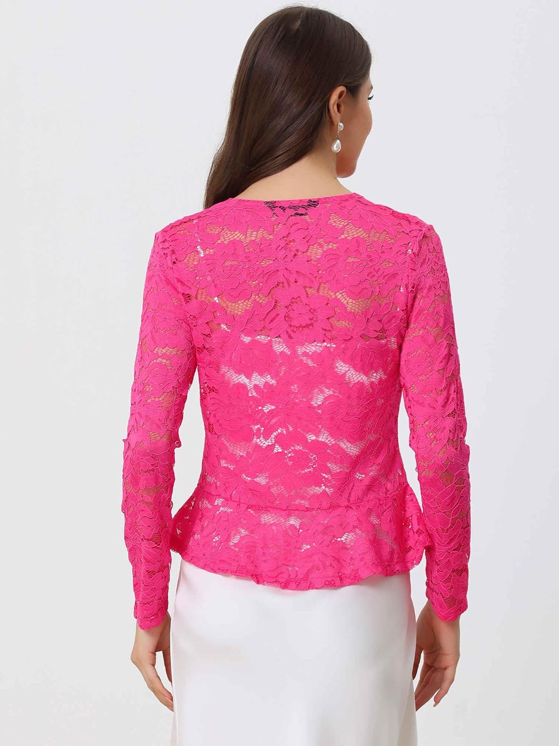Allegra K Bolero Shrug for Women's Lace Cardigan Tie Front Crop Ruffled Formal Dressy Wedding Shrugs - Image 2