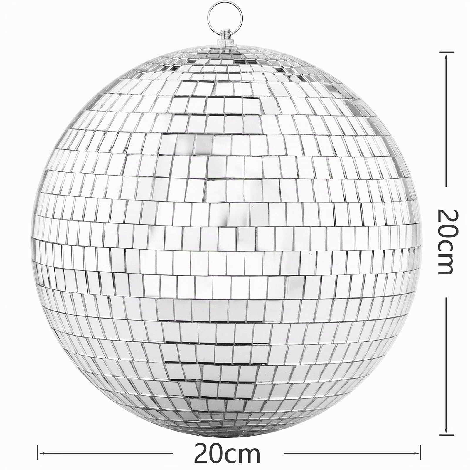 palla da discoteca a specchio con anello sospeso, 200 mm Strobosfere, sfera glitterata , ideale per feste o danze dj
