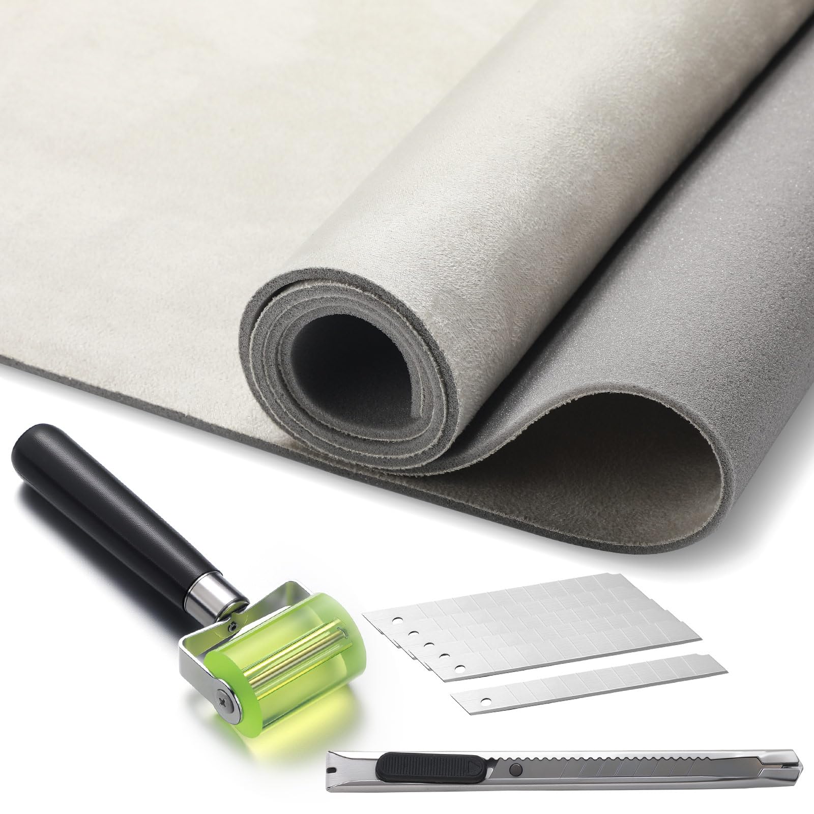 Pangda Tessuto scamosciato con supporto in schiuma da 0,6 cm, per tettuccio dell'auto, materiale scamosciato, con bordo in gomma, per fai da te, auto, camper, barche, soffitti interni (beige, 203 x