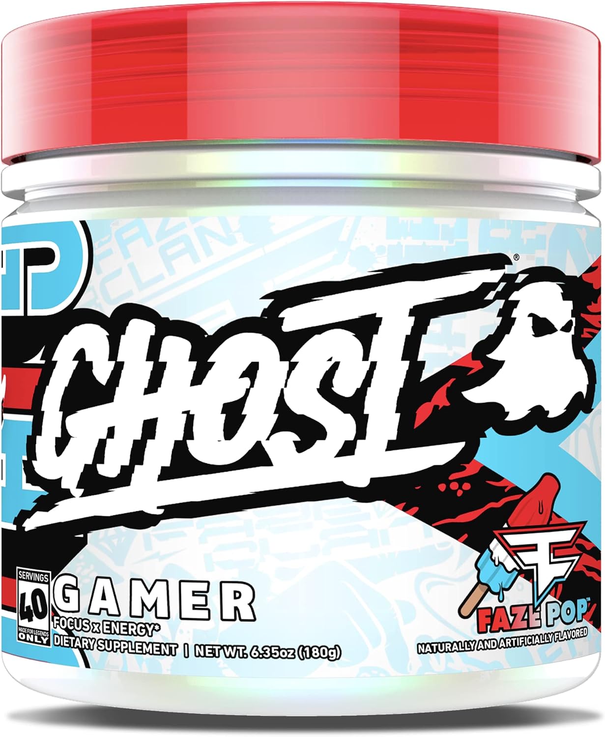 GHOST Gamer: Energy and Focus Support Formula - 40 Servings, Sour Patch Kids Blue Raspberry - Nootropics & Natural Caffeine for Attention, Accuracy & Reaction Time - Vegan, Gluten-Free : Health & Household