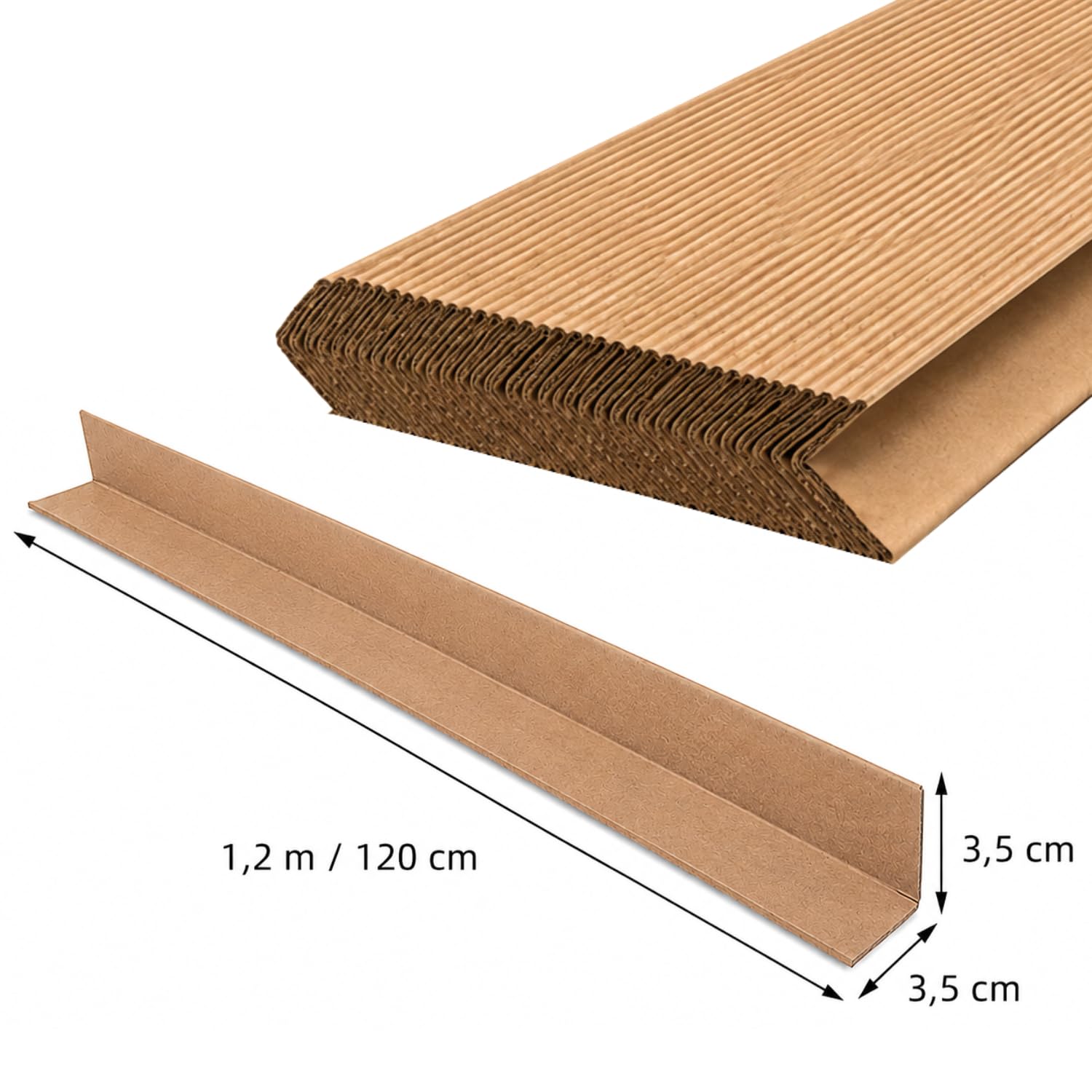 Kantenschutz aus Karton für Paletten Braun 35x35x3 mm 1200 mm – Schutz für Kartons und Versand 100 Stück