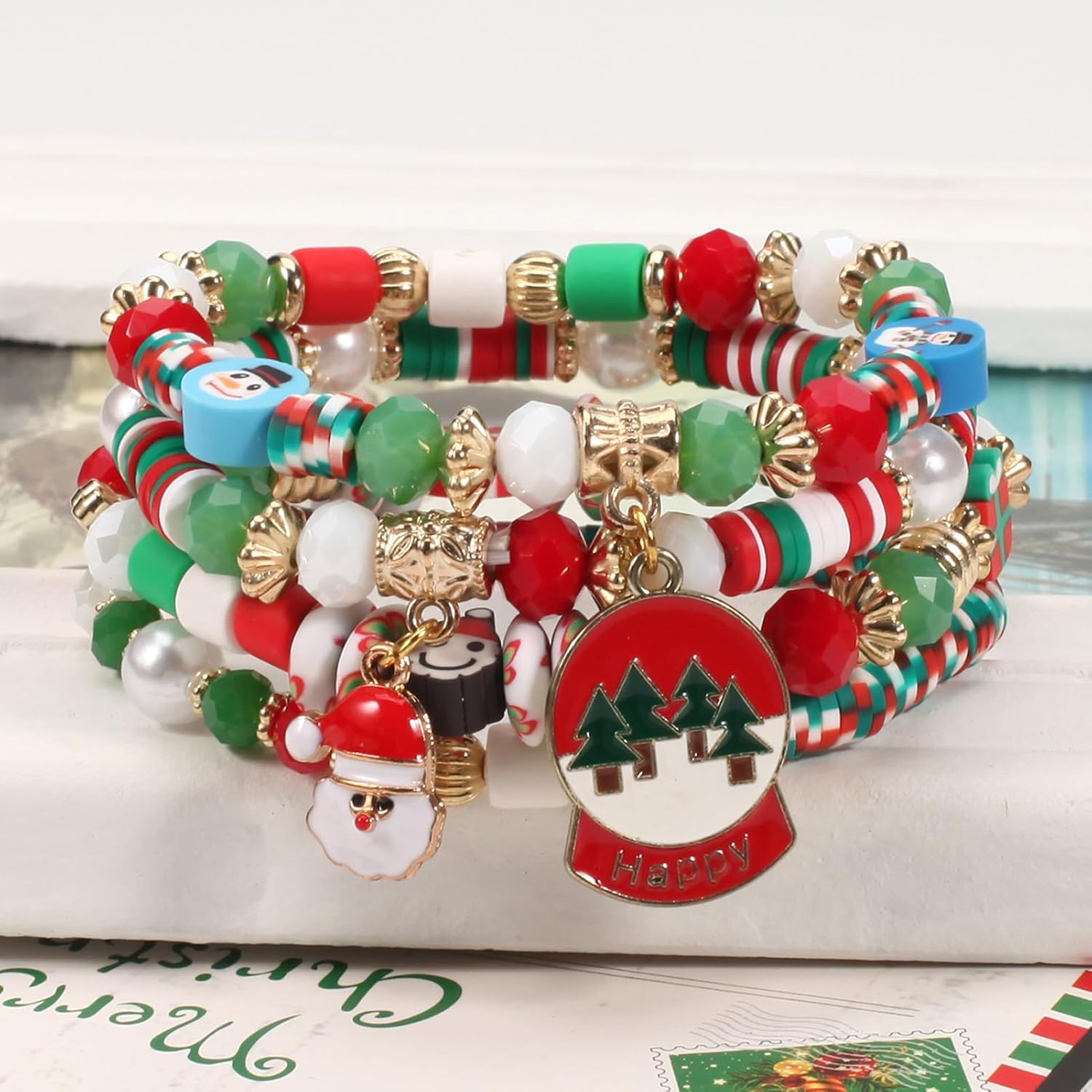 Ardorchid Boho Beaded Bracelets Strawberry Bracelets for Women Clay Heishi Letter Bracelet St. Patrick's Day Bracelets Irish Green Shamrock Bracelets Jewelry - Image 5