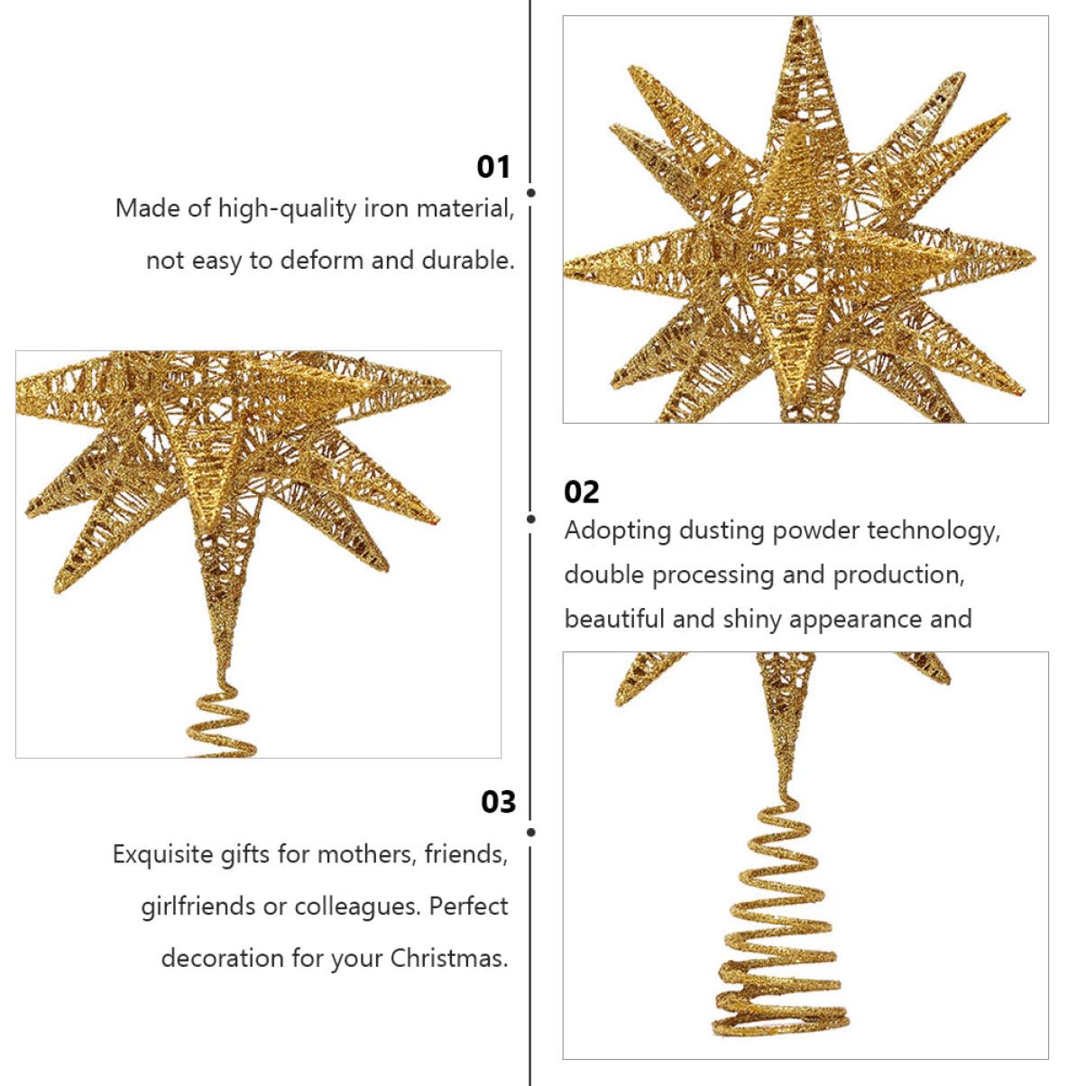 COLLBATH Colgante De Navidad con Forma De Estrella De Hierro Duradero para Decoración De Árbol De Navidad para El Hogar La Oficina Y Fiestas