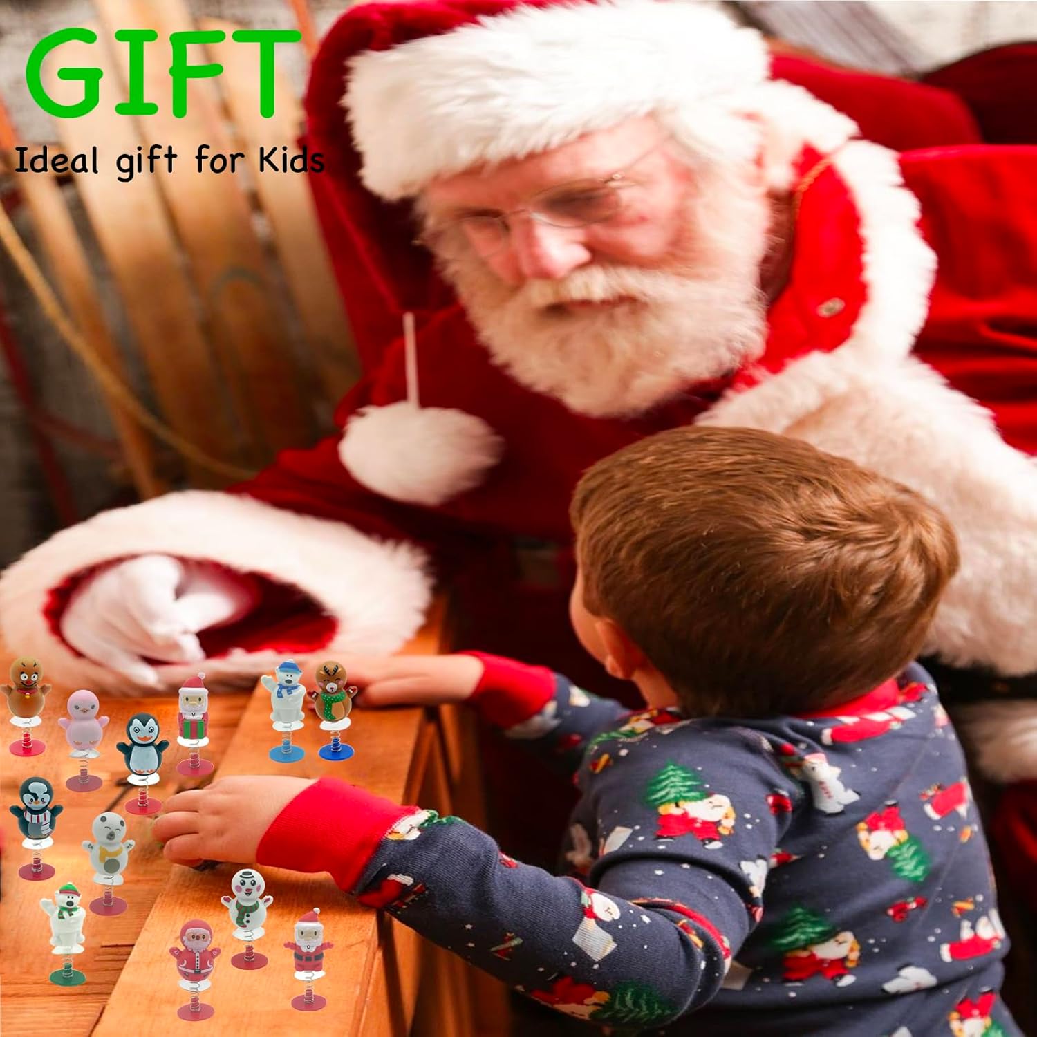 24 PCS Christmas Stocking Stuffers Jumping Popper Toys for Kids, Pop Up Bouncy Spring Toys for Xmas Party, Goodie Bags Filler, Treat Bags Gifts, Classroom Rewards, Party Favors