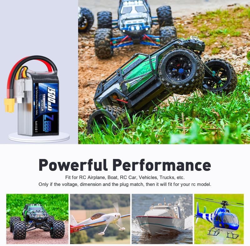 Miniatura 5 de Zeee 4S Lipo Batería 1500mAh 14.8V 120C Batería de grafeno con enchufe XT60 para FPV Drone Quadcopter Helicóptero Avión RC Barco RC Car RC Modelos