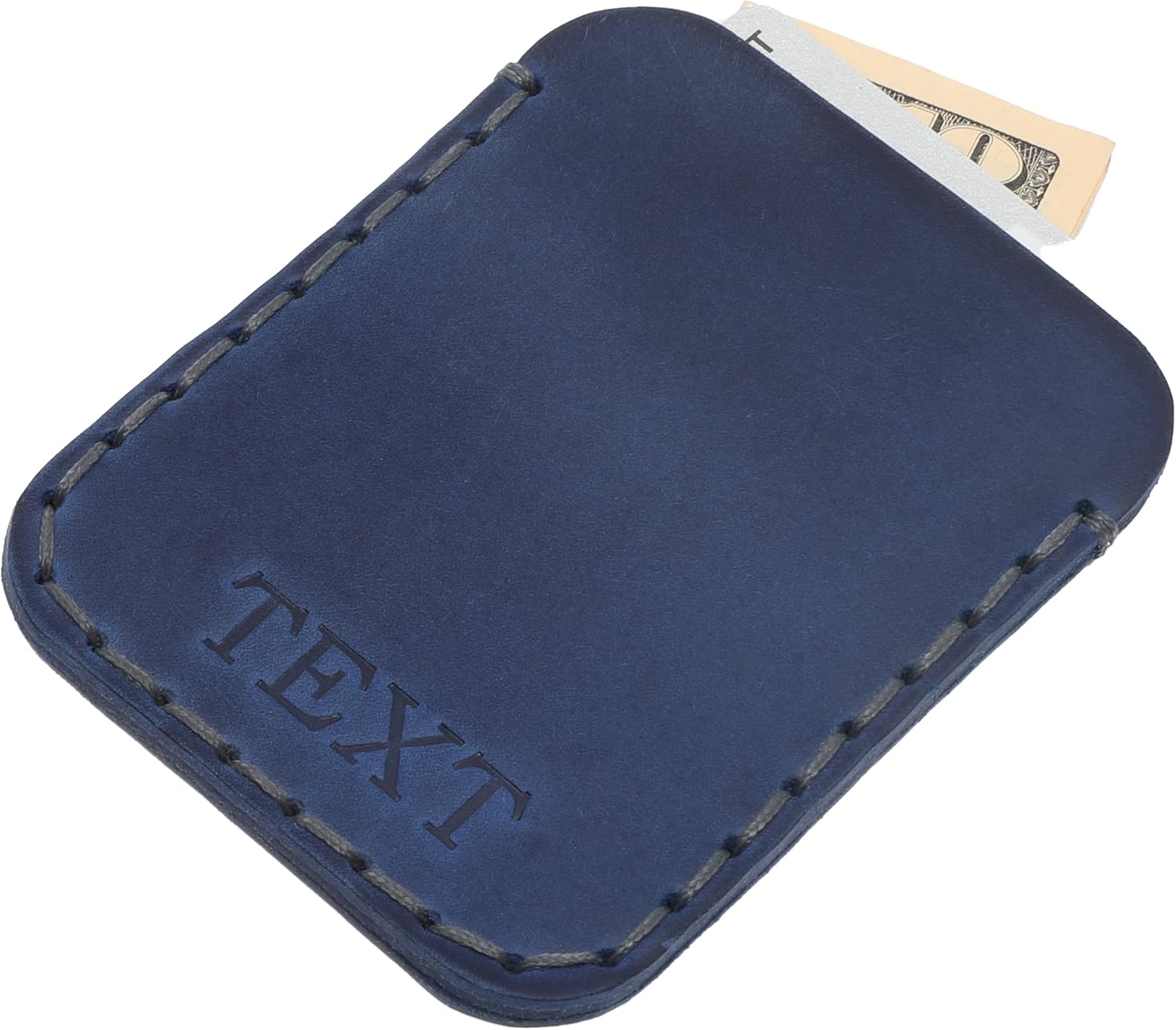 PERSONALIZED Blue Leather Wallet. Credit Card, Cash or ID Holder. Rustic Style Unisex Pouch. Monogram your Name or Initials